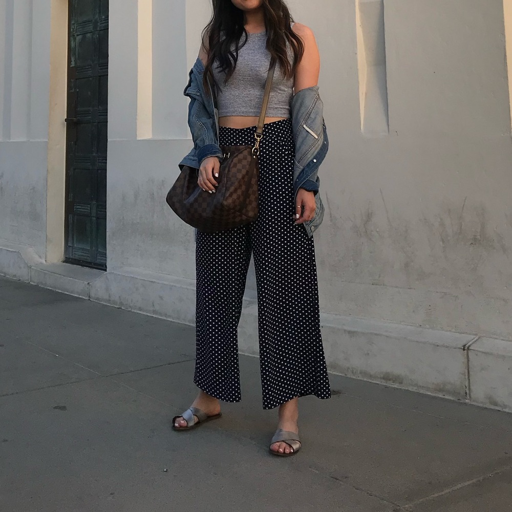Flowy Elastic Waist Polka Dot Pants
